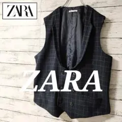 ★ZARA★ダークブルー チェック柄 ベスト