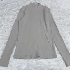 UNIQLO ユニクロ　リブハイネックT ベージュ リブ編み 長袖 トップス L
