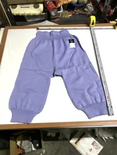 日本製　純毛中細手編み毛100%7分パンツ　Lサイズ　新品　★さ4229