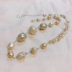 【完成品】シャンパンカラーの２WAYネックレス