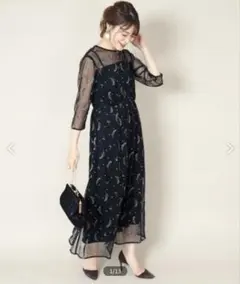 未使用SHIPS little blackフラワー刺繍ワンピース