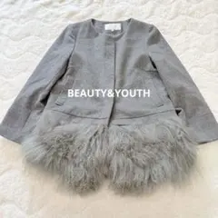 【美品】BEAUTY&YOUTH /ノーカラージャケット ラムファー　2way