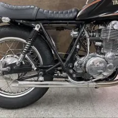 SR400 ワンオフ ステンレス鏡面ベリーショートスラッシュカットマフ ワンオフ SR400 ショート菅 ドラッグパイプスラッシュカットマフラー