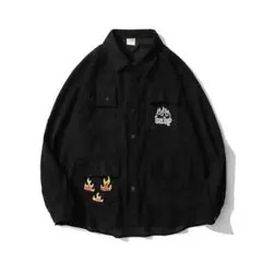 ★スニーカー映え★FAIRFOCUS HIPHOP シャツ ジャケット ブラック