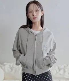 SLY FRILL ZIP UP HOODIE グレー フリル パーカー - メルカリ