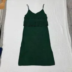 GRL ダークグリーン フリルキャミワンピース