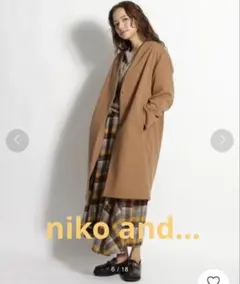 未使用　タグ付き　niko and... カットツイルVネックコート　ブラウン