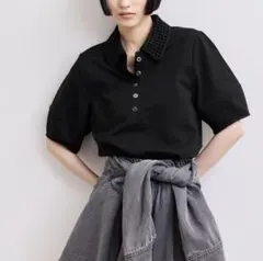 ADAM ET ROPE' メッシュ襟ポロシャツ トップスのサムネイル