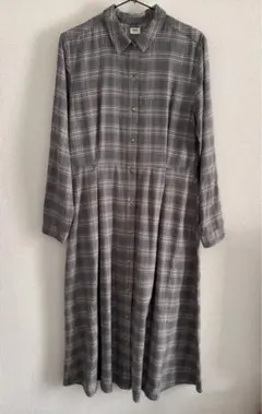 UNIQLO グレー チェック柄 シャツワンピース M ユニクロ