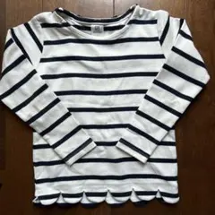 ストライプ柄リボン付き長袖カットソー 110