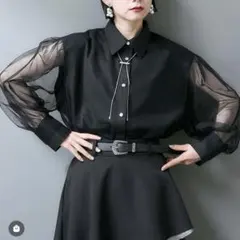 【美品】ハレ チュールドッキングシャツ ブラック シアー 透け感 完売品 人気のサムネイル
