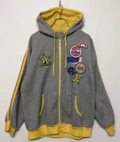 平成ギャル男古着 Sorridere メニーワッペン ジップ スウェットパーカー