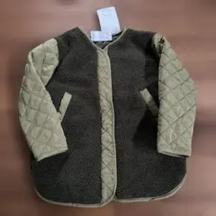 オリーブグリーン ノーカラー ジャケット　120 キルティング