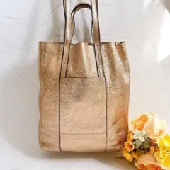 CRÈME クレム トートバッグ ハンドバッグ ピンクゴールド レザー 