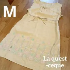 M　ワンピース　クリーム黄色　北欧　刺繍　　y2k グランジ　森ガール　レトロ