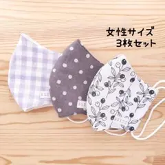 【コットンリネン】中学生〜女性サイズ 布立体マスク 3枚セット ナチュラル
