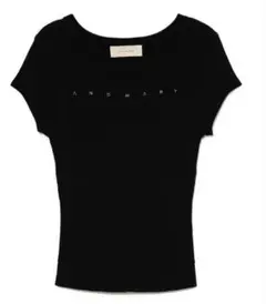 andmary Mary logo silk tops black 新品