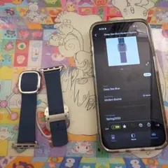 希少純正超綺麗美品apple watch モダンバックル　ディープシーブルー　m