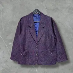 chinon ジャケット レディース 9R M 紫 花柄 レトロ古着 総柄 個性