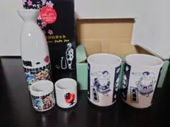 相撲デザイン酒器、湯飲みのペアセット