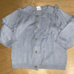 H&M 水色　ドット　フリルカーディガン　9M