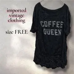 海外ブランド 古着 COFFEE QUEEN プリント 半袖 Tシャツ ブラック