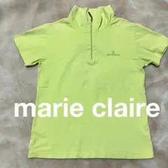 【marie claire】レディース　ジップアップポロシャツ　ライムグリーンのサムネイル