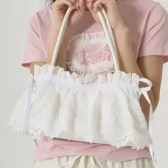 レース ハンドバッグ TINA：JOJUN ホワイト　ガーリー