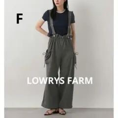 ローリーズファーム ウエストフリルリボンサロペ チャコールグレー カーゴパンツ