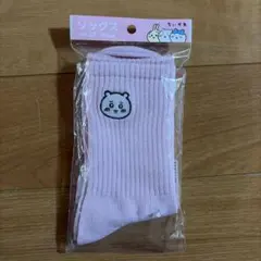 ちいかわ 刺繍クルーソックス ピンク 22-24cm