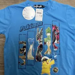 120 新品　ポケモン　黒いレックウザ　キャプテンピカチュウ　半袖Tシャツ　水色