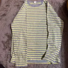 TOMMY 長袖ボーダーTシャツ　グレー/イエロー