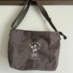 トートバッグ　肩掛けカバン　ディズニー　茶色　ブラウン　ミッキーマウス