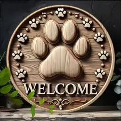メタルウォールアート　ペットの足跡F　WELCOME　犬の雑貨　HANAKO