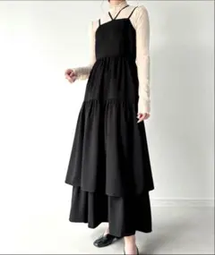 新品☆ JUNOAH ジュノア ダブルストラップティアードワンピース キャミ