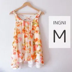 INGNI イング フラワープリント ノースリーブ チュニックM