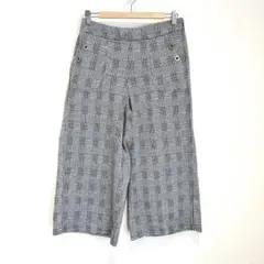 ストレートワイドパンツ【3L】グレンチェック　クロップド丈　大きいサイズ