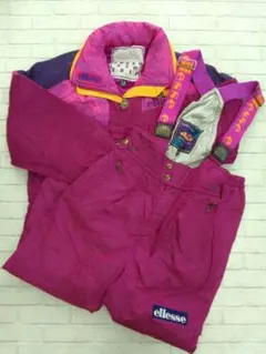 エレッセ　スキーウェア　上下セット ellesse エレッセ スキーウェア 総柄 レッド オレンジ 上下