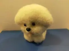 羊毛フェルト犬　置物　ホワイト