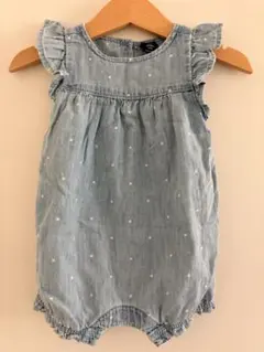 GAP デニムロンパース 3-6ヶ月 水玉