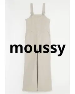 美品moussyマウジーHEMFRINGEOVERALLオーバーオールアイボリー