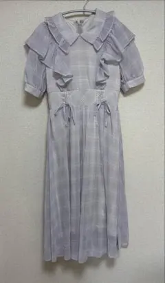 evelyn チェック フリル付き ワンピース