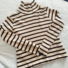 アイボリー ブラック ストライプ 長袖カットソー