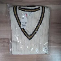 アイボリー Vネック ニットベスト 3XL