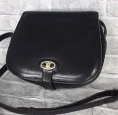 オールドセリーヌ　ヴィンテージ CELINE ブラックレザーショルダーバッグ