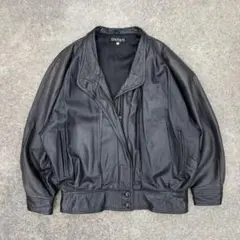 90'svintage 本革 レザーブルゾン 黒 ラグラン アメカジ