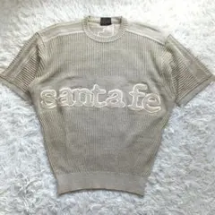 Santa Fe サンタフェ ハンドニット 半袖 コットン リネン 刺繍ロゴ L