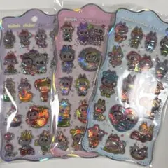 ボンボンドロップシール ラブブ 3枚 ぷくぷく立体 オーロラシール