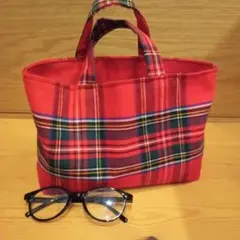 再販!可愛い❤赤タータンチェックトートバッグ（ハンドメイド）