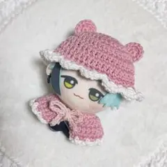 ぬい服 10cm 帽子＆ポンチョセット ピンク 桜カラー